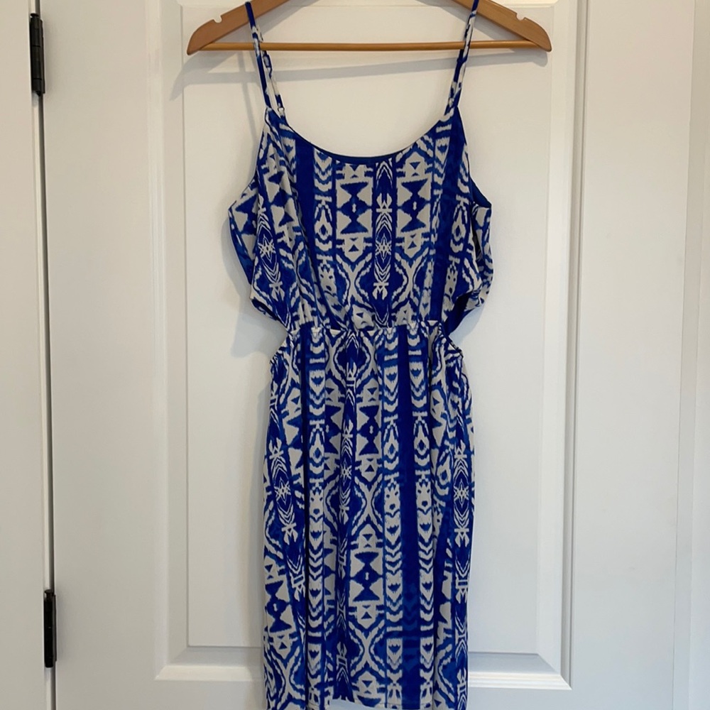 Aqua spaghetti strap dress with cutouts on sides